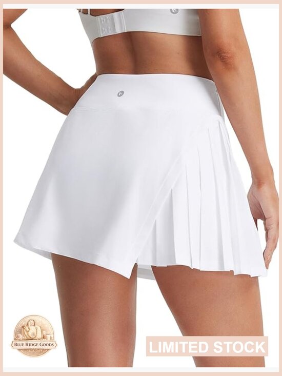 Dresses & Skirts - High Waisted Pleated Tennis Skort with Pockets Athletic A-Line Sporty Skirt